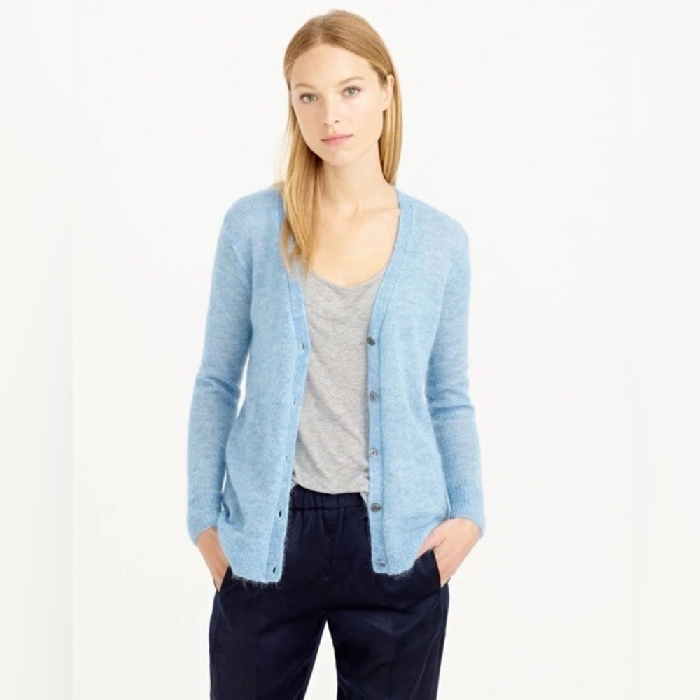 NWT j crew light blue mohair boyfriend cardigan $89.50
